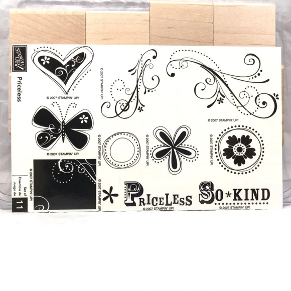 Stampin’ Up! “PRICELESS” New Set of 11 Woodblock Rubber Stamps - Picture 3 of 5